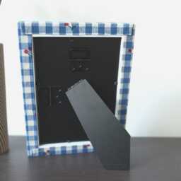 "Handmade Blue Gingham Cherry Fabric Wrapped Photo Frame & Mat - 4"" ?? 6" - thumbnail 3