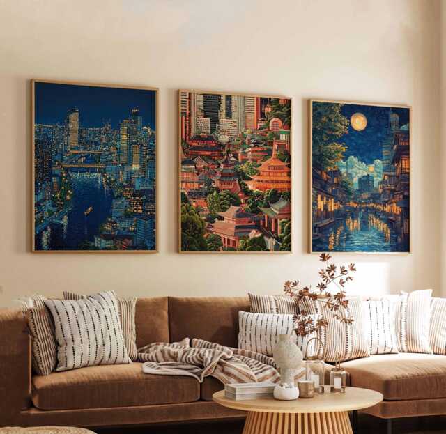 Set Of 3 Bangkok Posters, Prints, Wall Art, Decor Set, Thailand Travel Posters - image 1