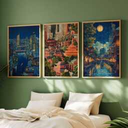 Set Of 3 Bangkok Posters, Prints, Wall Art, Decor Set, Thailand Travel Posters - thumbnail 2