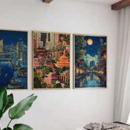 Set Of 3 Bangkok Posters, Prints, Wall Art, Decor Set, Thailand Travel Posters - thumbnail 3