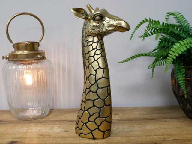Medium Gold & Black Giraffe Bust Sculpture - image 1