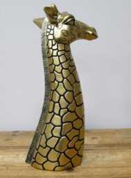 Medium Gold & Black Giraffe Bust Sculpture - thumbnail 3