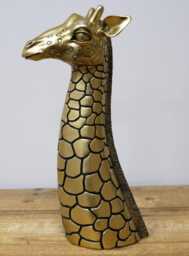Medium Gold & Black Giraffe Bust Sculpture - thumbnail 4
