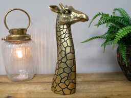 Medium Gold & Black Giraffe Bust Sculpture - thumbnail 1