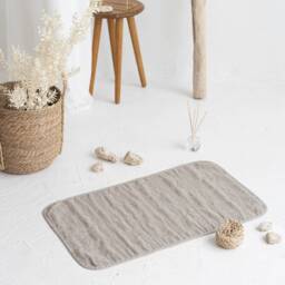 Washable Bath Mat With Loop, Natural Linen Minimalist Soft Sauna Mat, Quick Dry Shower Rug, Organic Farmhouse Bathroom Decor - thumbnail 3