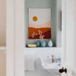 Handmade Sunset Landscape Quilt Textile Wall Art