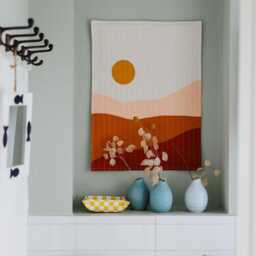Handmade Sunset Landscape Quilt Textile Wall Art - thumbnail 3