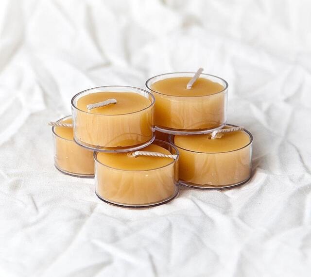 Set Of Three 6-Packs Beeswax Tea Light Candles