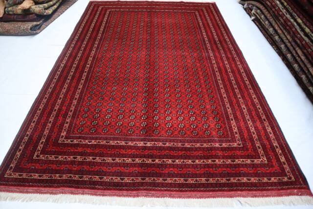 Handmade 7x10 Turkmen Bokhara Rug Natural Wool & Colors Hand-Knotted Afghan - Bedroom For Living Room 200x300 cm Red Carpet - image 1