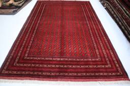 Handmade 7x10 Turkmen Bokhara Rug Natural Wool & Colors Hand-Knotted Afghan - Bedroom For Living Room 200x300 cm Red Carpet - thumbnail 1