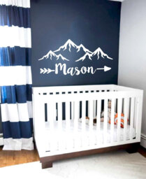 Mountain Boy Name Wall Decal Nursery Mountains Baby Room Woodland Decor Rustic X350 - thumbnail 1