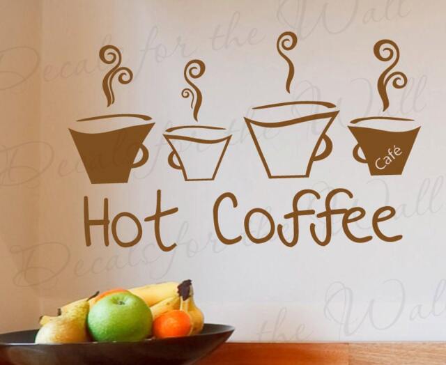 Hot Coffee Kitchen Dining Room Home Large Wall Decal Decor Saying Lettering Decorative Vinyl Quote Sticker Graphic Art Decoration Ki43 - image 1