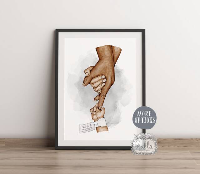 Digital File Only Family Hand Print, Custom Our Baby Birth Details - image 1