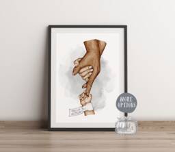 Digital File Only Family Hand Print, Custom Our Baby Birth Details - thumbnail 1