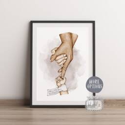 Digital File Only Family Hand Print, Custom Our Baby Birth Details - thumbnail 2