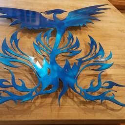 Handmade Phoenix Fire Metal Wall Art Gothic Fantasy Decor - thumbnail 4
