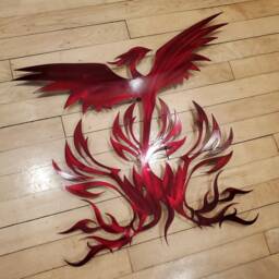 Handmade Phoenix Fire Metal Wall Art Gothic Fantasy Decor - thumbnail 3