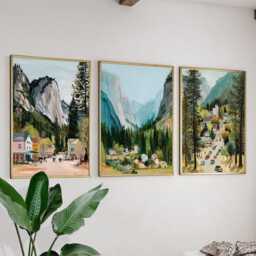 Yosemite Usa Travel Poster Set Of 3 California National Park Landscape Wall Art American Nature Prints, Vintage Illustration - thumbnail 3