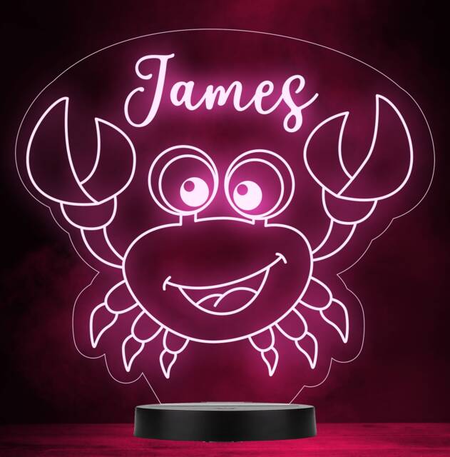 Kids Cute Crab Sealife Beach Personalised Gift Colour Change Lamp Night Light - image 1