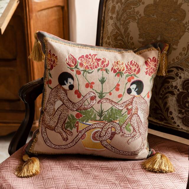 Animal Pillow Cover, Monkey Tiger Pillowcase, Tassel Throw Pillow, Double Sided Decor - image 1