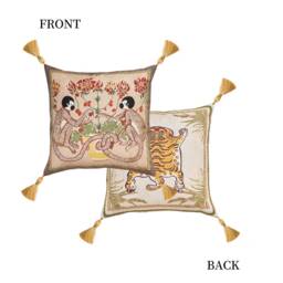 Animal Pillow Cover, Monkey Tiger Pillowcase, Tassel Throw Pillow, Double Sided Decor - thumbnail 4