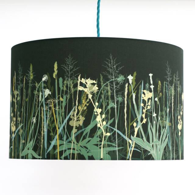 Sea Grass Print Drum Lampshade Botanical Design, Handmade in UK - image 1