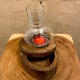 Hand Carved Reclaimed Teak Tealight Box - Wooden Jewelry With Glass Topper - thumbnail 2