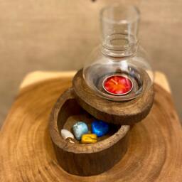 Hand Carved Reclaimed Teak Tealight Box - Wooden Jewelry With Glass Topper - thumbnail 3