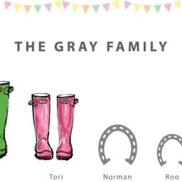 Personalised Family Wellies Print, Welly New Home Gift, Custom Family Portrait, Christmas, A4 - thumbnail 3