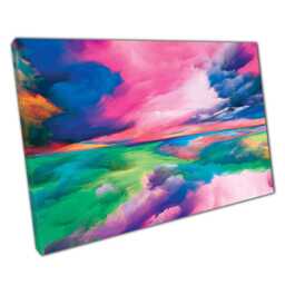 Vibrant Rainbow Cloud Abstract Canvas Print Modern Wall Art For Home & Office Decor - thumbnail 1