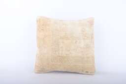Embroidered Kilim Pillow Cover Vintage Turkish Wool, 16x16 - thumbnail 1