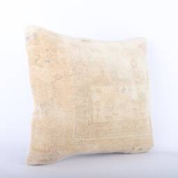 Embroidered Kilim Pillow Cover Vintage Turkish Wool, 16x16 - thumbnail 2