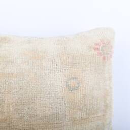 Embroidered Kilim Pillow Cover Vintage Turkish Wool, 16x16 - thumbnail 3