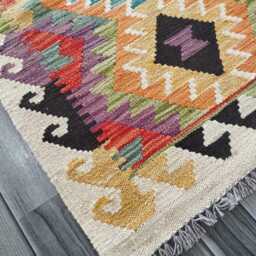 Kilim Runner Multicolour, Handmade Artisan Afghan Turkish Persian Qashqai Navajo Bohemian Natural Wool Flatweave Rug 198x68 cm - thumbnail 4