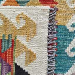 Kilim Runner Multicolour, Handmade Artisan Afghan Turkish Persian Qashqai Navajo Bohemian Natural Wool Flatweave Rug 198x68 cm - thumbnail 3