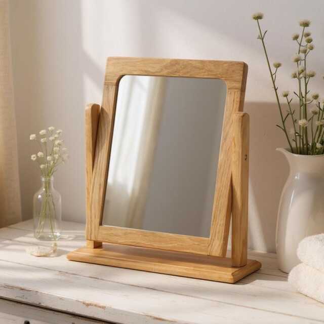 Oak Vanity Mirror With Wooden Frame Small Bedroom