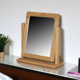 Oak Vanity Mirror With Wooden Frame Small Bedroom - thumbnail 3