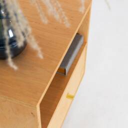 Birch Plywood Bedside Table, Scandinavian Nightstand With Copper Handle - thumbnail 3