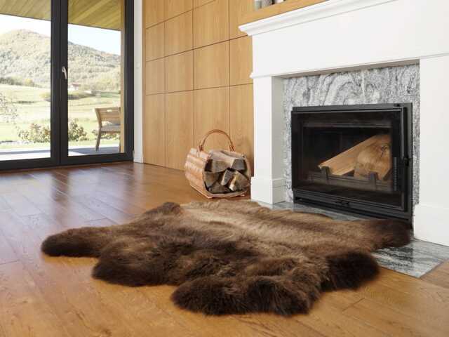 "Giant Brown Sheepskin Rug, Xxl Genuine Leather Throw - 46"" X 46" - image 1