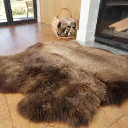 "Giant Brown Sheepskin Rug, Xxl Genuine Leather Throw - 46"" X 46" - thumbnail 4