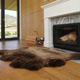 "Giant Brown Sheepskin Rug, Xxl Genuine Leather Throw - 46"" X 46" - thumbnail 2