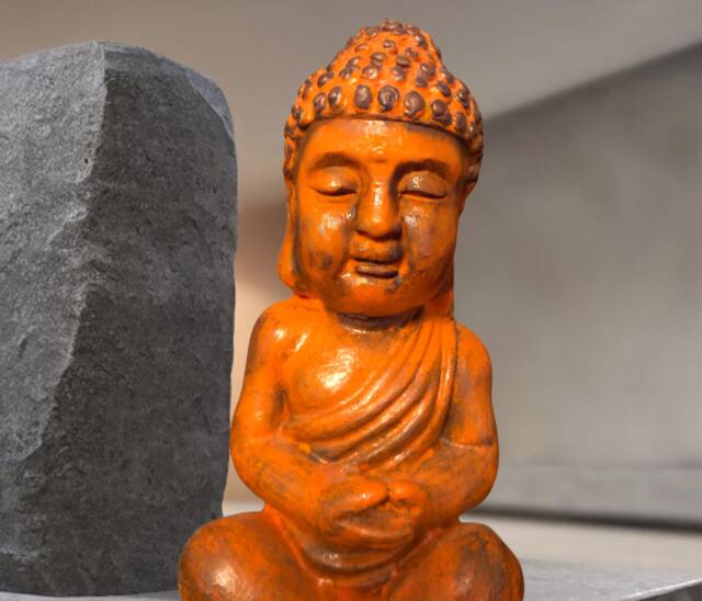Hand Painted Orange Buddha Statue - Sitting Meditation Ornaments Beautiful Unique - image 1