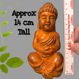 Hand Painted Orange Buddha Statue - Sitting Meditation Ornaments Beautiful Unique - thumbnail 4