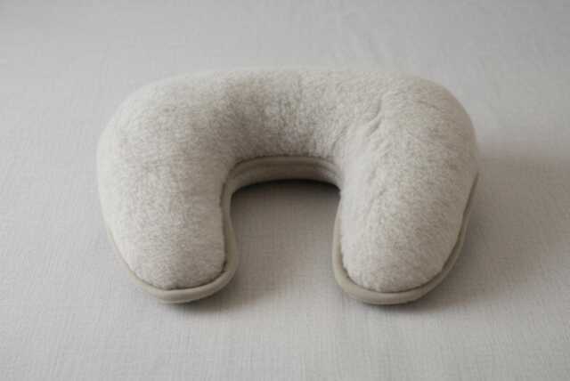 Merino Wool U-Shape Neck Pillow - Light Grey Travel Cushion Beige Option - image 1