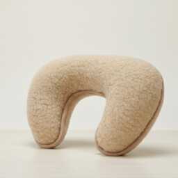 Merino Wool U-Shape Neck Pillow - Light Grey Travel Cushion Beige Option - thumbnail 3