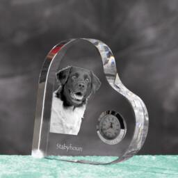 stabyhoun - Crystal Clock in The Shape Of A Heart With Image Pure-Bred Dog - thumbnail 2