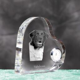 stabyhoun - Crystal Clock in The Shape Of A Heart With Image Pure-Bred Dog - thumbnail 3