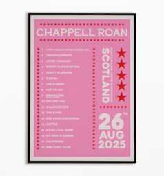 Chappell Roan Scotland 26Th Aug 2025 Setlist Print - Music Prints Unframed Indie Art Concert Poster A5 A4 A3 - thumbnail 1