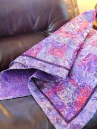 Batik Lap Quilt Lavender Purple Fuchsia Floral Couch Throw - 50x50 - thumbnail 1