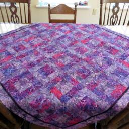 Batik Lap Quilt Lavender Purple Fuchsia Floral Couch Throw - 50x50 - thumbnail 3